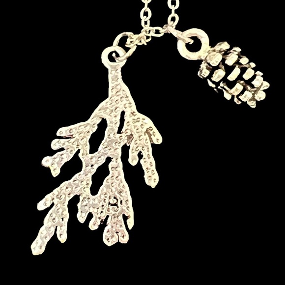Pinecone Juniper Bough Pendant Necklace - Picture 4 of 4